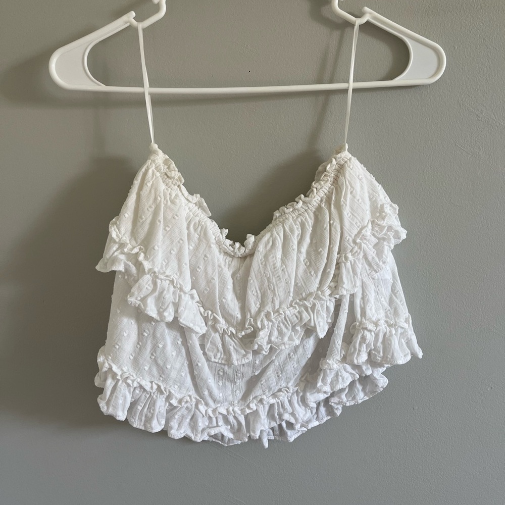Ruffled Swiss dot top